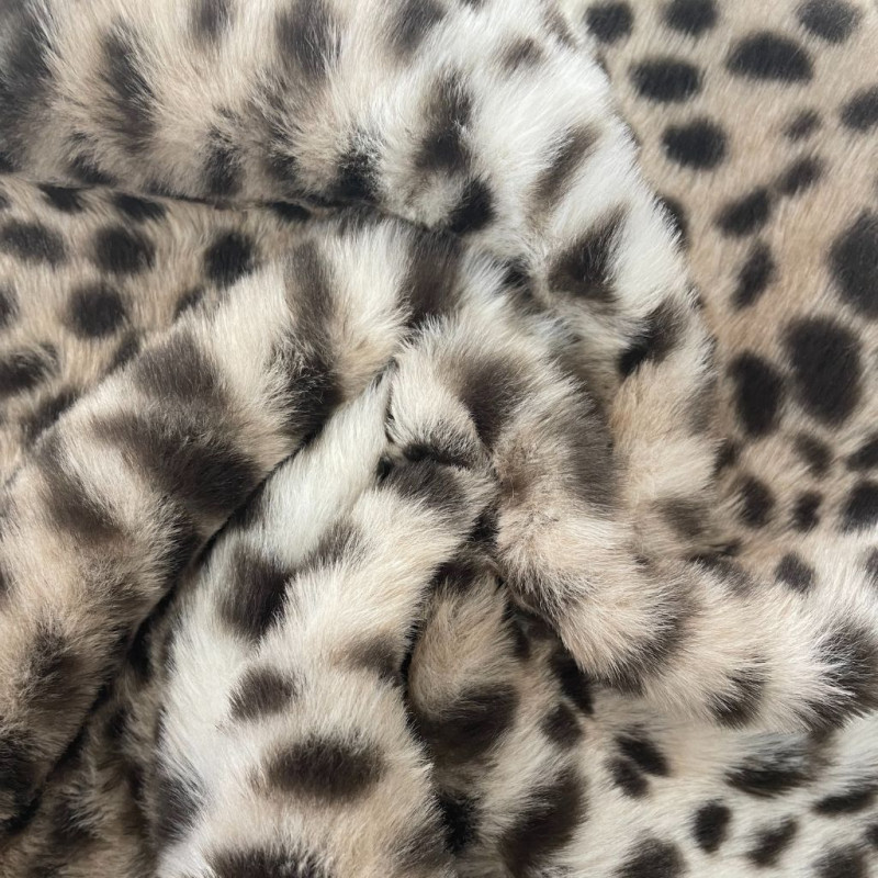 Printed Faux Rabbit Fur GUEPARD Pebble / Brown